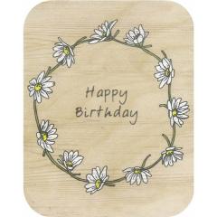 Felicitare din lemn - Wooden - Happy Birthday Daisy Chain