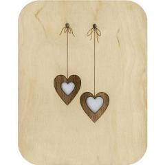 Felicitare din lemn - Wooden - Dangling Hearts