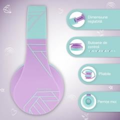 Casti pentru copii, wireless P1 - Teal Purple