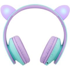 Casti pentru copii wireless,P2 - Kids Cat Ears, Purple/Teal