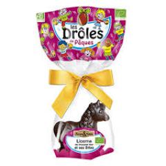 Unicorn, ciocolata neagra cacao 55% si cereale invelite in ciocolata neagra Bio / Licorne chocolat noir et billes noires