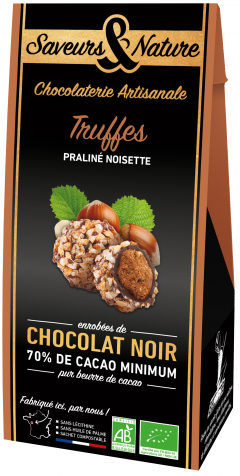 Trufe din ciocolata neagra cu alune - Ballotin Truffes Noisette Bio