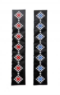 Semn de carte brodat Motiv Rosu, Albastru - Doua culori