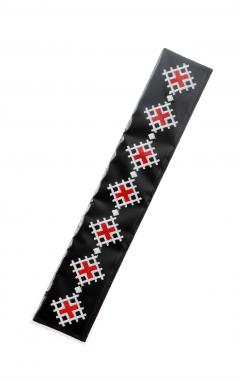 Semn de carte brodat Motiv Rosu, Albastru - Doua culori