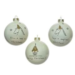 Set 3 globuri - Ball with Line Drawing - Unicorn and Glitter Tree 