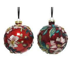 Glob decorativ - Bauble with Fabric Flower - mai multe modele