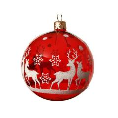 Glob decorativ - Reindeer with Star - Christmas Red