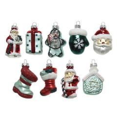 Ornament brad - Glitter Figurines with Hanger - Green and Red - mai multe modele