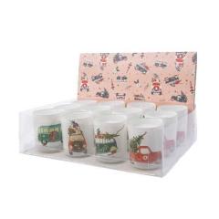 Lumanare decorativa - Wax in Glass Car Design - White and Colours - mai multe modele