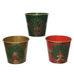 Suport lumanare - Iron Bucket Wreath - Red, Gold, Green - mai multe culori - pret pe bucata