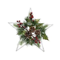 Decoratiune de Craciun - Pine Star with Hanger - White and Colours