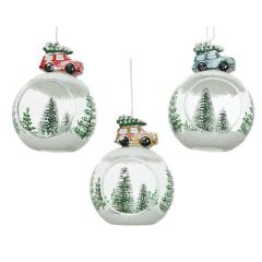 Glob decorativ - Tree in Globe Bauble Car - Red, Mustard, Green - mai multe culori