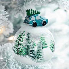 Glob decorativ - Tree in Globe Bauble Car - Red, Mustard, Green - mai multe culori