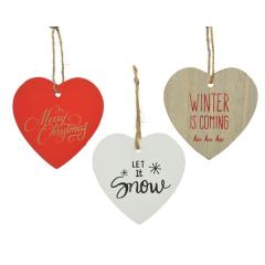 Ornament brad - Plywood Heart with Hanger - mai multe modele