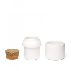 Ustensila mica pentru macinat - Ceramic Grinder and Jar Small White