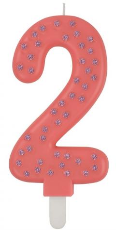 Lumanare pentru tort - Number 2 - Pink