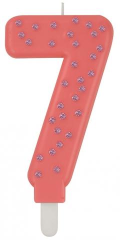 Lumanare pentru tort - Number 7 - Pink