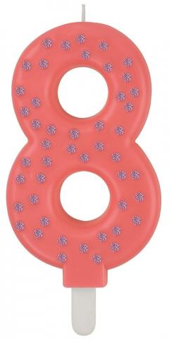 Lumanare pentru tort - Number 8 - Pink