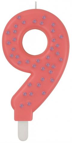 Lumanare pentru tort - Number 9- Pink