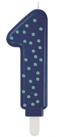 Lumanare pentru tort - Number 1 - Blue
