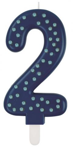 Lumanare pentru tort - Number 2 - Blue