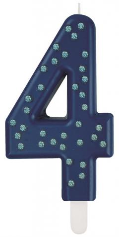 Lumanare pentru tort - Number 4 - Blue
