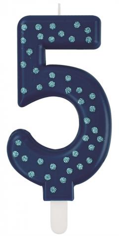 Lumanare pentru tort - Number 5 - Blue