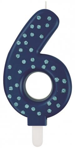 Lumanare pentru tort - Number 6 - Blue
