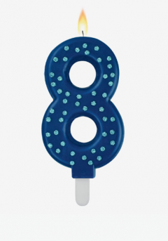 Lumanare pentru tort - Number 8 - Blue