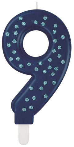 Lumanare pentru tort - Number 9 - Blue