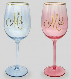 Set 2 pahare pentru vin - Mr. & Mrs.