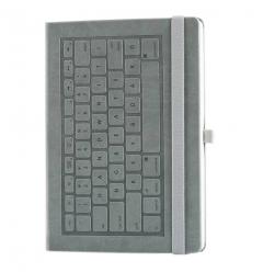 Carnet - Keyboard A5, grey, hard cover, ruled