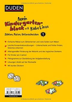 Mein Kindergartenblock mit Rabe Linus Zahlen, Malen, Unterscheiden
