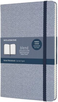 Carnet - Moleskine Blend - Large, Hard Cover, Ruled - Herringbone Blue