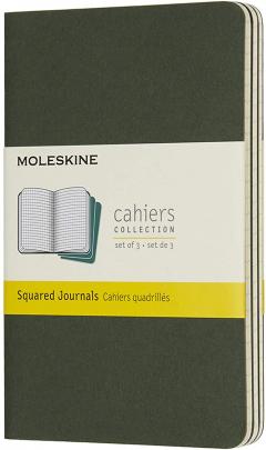 Set 3 caiete - Moleskine Cahier - Pocket , Squared - Myrtle Green