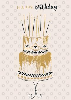 Felicitare - Happy Birthday - Gold Cake