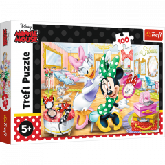 Puzzle 100 piese - Minnie in beauty parlous
