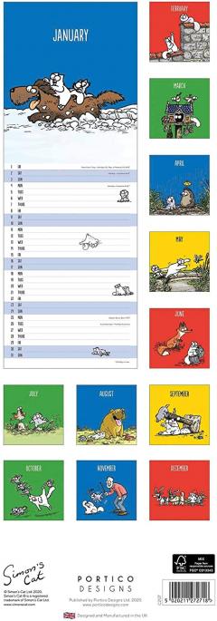 Calendar 2021 - Slim, 12 Month - Simon's Cat