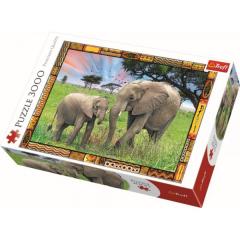 Puzzle 3000 de piese - Elefanti in savana