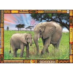 Puzzle 3000 de piese - Elefanti in savana