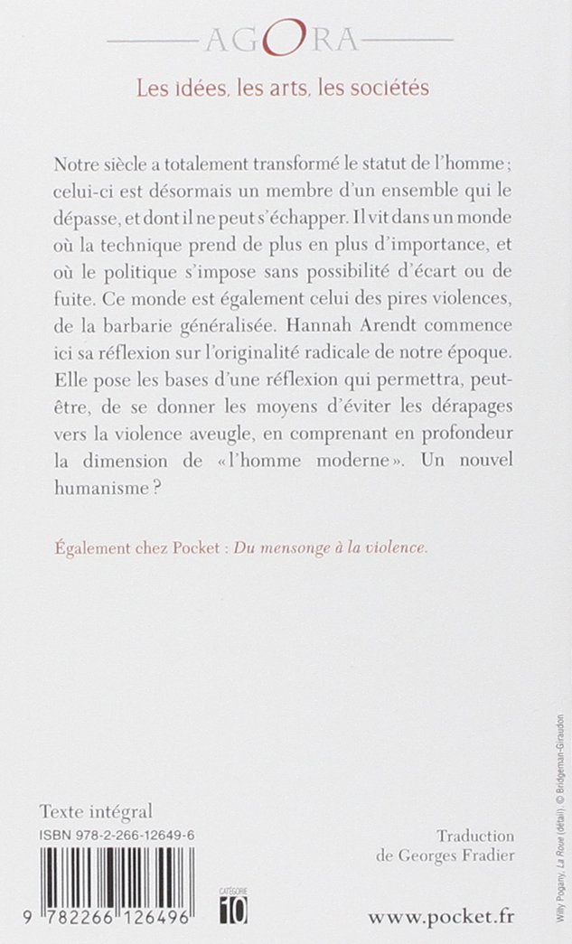 Condition de l'homme moderne Hannah Arendt