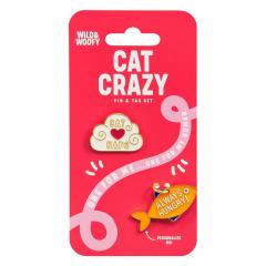 Set insigna si medalion pentru zgarda pisicii - Cat Crazy