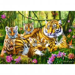 Puzzle 500 piese - Familie de Tigri