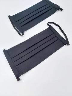 Masca textila din bumbac Ranforce - strat dublu - model negru - Copii