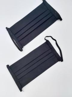 Masca textila din bumbac Ranforce - strat dublu - model negru - Copii