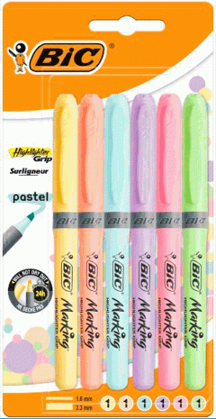 Set 6 evidentiatoare - Brite Liner Grip Pastel
