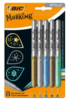 Set 5 markere permanente - Metallic Colors