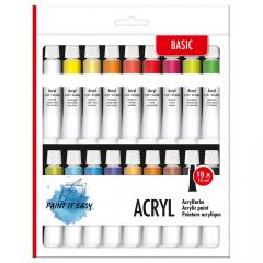 Set 18 tuburi vopsea - Basic Acrylic Paint, 216ml