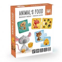 Puzzle educativ Montessori - Animale si hrana lor