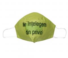 Masca textila din bumbac - strat dublu - Ne intelegem din priviri (Verde)